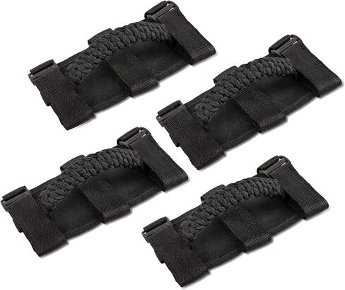 Savadicar 4 × مقابض قضبان دوارة، مقبض دائري منسوج متوافق مع 1955-2023 Jeep Wrangler CJ YJ TJ JK JKU JL JLU & Gladiator JT، ملحقات داخلية، أزرق، 4 قطع in Saudi Arabia