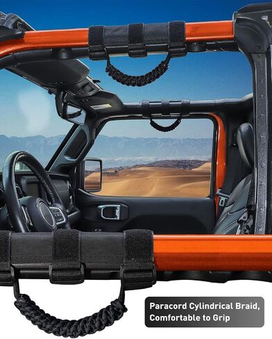 Savadicar 4 × مقابض قضبان دوارة، مقبض دائري منسوج متوافق مع 1955-2023 Jeep Wrangler CJ YJ TJ JK JKU JL JLU & Gladiator JT، ملحقات داخلية، أزرق، 4 قطع in Saudi Arabia