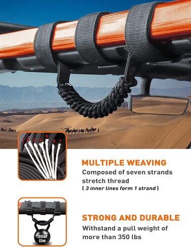 Savadicar 4 × مقابض قضبان دوارة، مقبض دائري منسوج متوافق مع 1955-2023 Jeep Wrangler CJ YJ TJ JK JKU JL JLU & Gladiator JT، ملحقات داخلية، أزرق، 4 قطع in Saudi Arabia