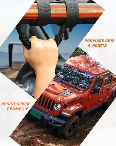 Savadicar 4 × مقابض قضبان دوارة، مقبض دائري منسوج متوافق مع 1955-2023 Jeep Wrangler CJ YJ TJ JK JKU JL JLU & Gladiator JT، ملحقات داخلية، أزرق، 4 قطع in Saudi Arabia