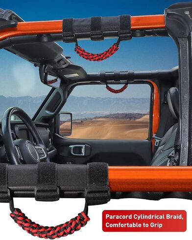 Savadicar 4 x Roll Bar Grab Handles, Circular Weave Grip Handle Compatible with 1955-2023 Jeep Wrangler CJ YJ TJ JK JKU JL JLU & Gladiator JT, Interior Accessories, Blue, 4PCs in Saudi Arabia