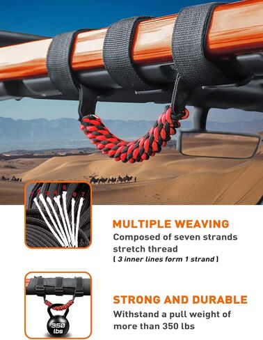 Savadicar 4 x Roll Bar Grab Handles, Circular Weave Grip Handle Compatible with 1955-2023 Jeep Wrangler CJ YJ TJ JK JKU JL JLU & Gladiator JT, Interior Accessories, Blue, 4PCs in Saudi Arabia