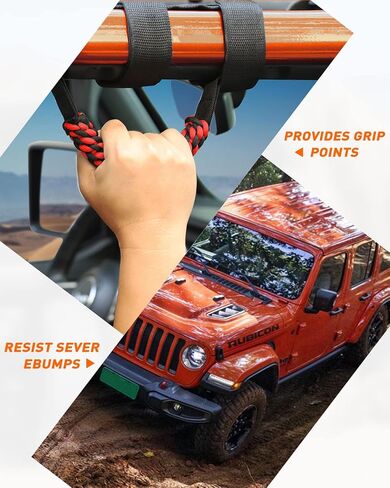 Savadicar 4 x Roll Bar Grab Handles, Circular Weave Grip Handle Compatible with 1955-2023 Jeep Wrangler CJ YJ TJ JK JKU JL JLU & Gladiator JT, Interior Accessories, Blue, 4PCs in Saudi Arabia