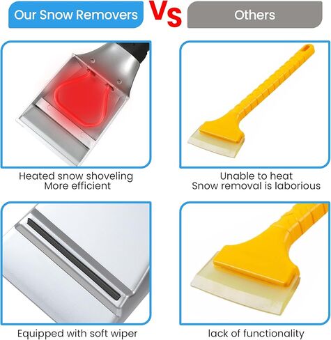 مكشطة ثلج لتدفئة السيارة في فصل الشتاء من CAYYET، يساعد عنصر التسخين على إذابة الجليد ويجعل إزالة الجليد الثلجي والجليد السميك من جسم السيارة أسهل وأقل جهدًا، مناسب لاحتياجات السيارات in Kuwait