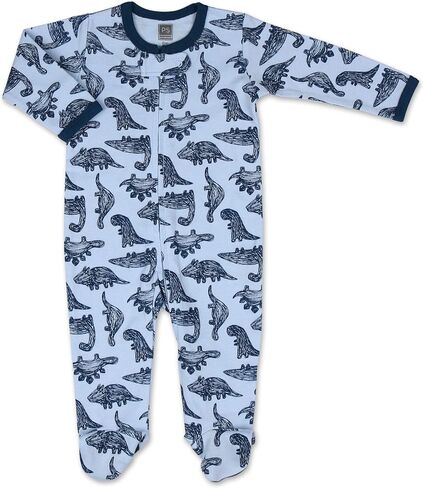 مجموعة Peanutshell Baby Sleeper للأولاد والبنات | 3 عبوات من الديناصورات، باللون الأزرق الصلب والنقاط | بيجامة بأقدام من حديثي الولادة إلى 9 أشهر (حديثي الولادة) in Kuwait