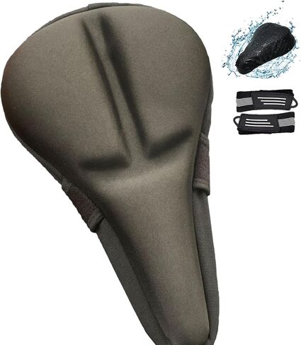 Gel Bike Seat Cushion Cover for Peloton Bike&Bike+, Extra Padded Bicycle Seat Cover for Women Men Comfort, Accessories for Mountain/Stationary/Spin Exercise Bike with Rain Cover&Velcro Cycling Straps in Saudi Arabia