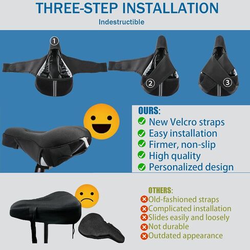 Gel Bike Seat Cushion Cover for Peloton Bike&Bike+, Extra Padded Bicycle Seat Cover for Women Men Comfort, Accessories for Mountain/Stationary/Spin Exercise Bike with Rain Cover&Velcro Cycling Straps in Saudi Arabia