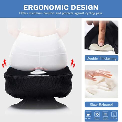Gel Bike Seat Cushion Cover for Peloton Bike&Bike+, Extra Padded Bicycle Seat Cover for Women Men Comfort, Accessories for Mountain/Stationary/Spin Exercise Bike with Rain Cover&Velcro Cycling Straps in Saudi Arabia