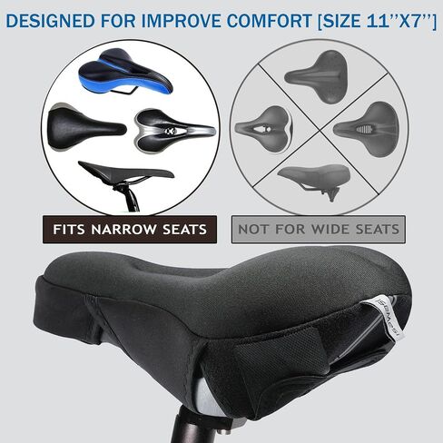 Gel Bike Seat Cushion Cover for Peloton Bike&Bike+, Extra Padded Bicycle Seat Cover for Women Men Comfort, Accessories for Mountain/Stationary/Spin Exercise Bike with Rain Cover&Velcro Cycling Straps in Saudi Arabia