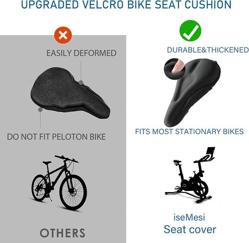 Gel Bike Seat Cushion Cover for Peloton Bike&Bike+, Extra Padded Bicycle Seat Cover for Women Men Comfort, Accessories for Mountain/Stationary/Spin Exercise Bike with Rain Cover&Velcro Cycling Straps in Saudi Arabia