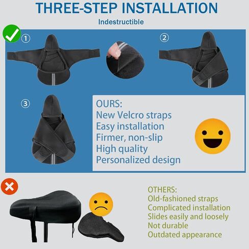Gel Bike Seat Cushion Cover for Peloton Bike&Bike+, Extra Padded Bicycle Seat Cover for Women Men Comfort, Accessories for Mountain/Stationary/Spin Exercise Bike with Rain Cover&Velcro Cycling Straps in Saudi Arabia
