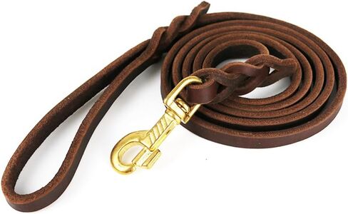 2 Foot Dog Leash Soft Braided Leather Dog Leash, Short Leash for Dog Training 2FT Natural Leather Dog Leash in Saudi Arabia