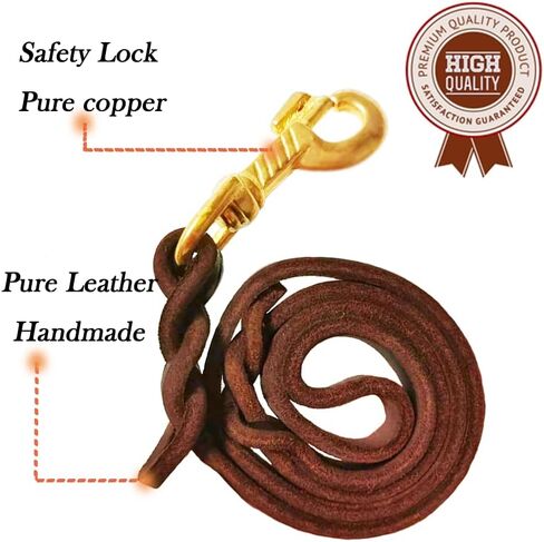 2 Foot Dog Leash Soft Braided Leather Dog Leash, Short Leash for Dog Training 2FT Natural Leather Dog Leash in Saudi Arabia