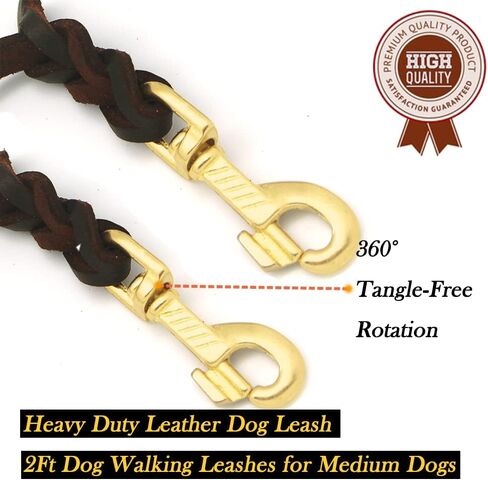 2 Foot Dog Leash Soft Braided Leather Dog Leash, Short Leash for Dog Training 2FT Natural Leather Dog Leash in Saudi Arabia