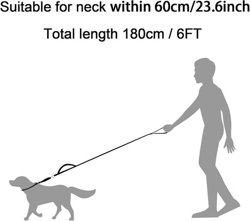 مقود منزلق للكلاب مضاد للسحب مع مقبض مرور، مقود تدريب للكلاب مقاوم للماء للكلاب المتوسطة والكبيرة، مقود حبل للكلاب عالي التحمل مضاد للرائحة بطول 6 أقدام (أسود، 6 أقدام) in Kuwait