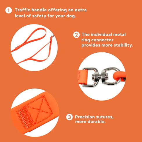 مقود منزلق للكلاب مضاد للسحب مع مقبض مرور، مقود تدريب للكلاب مقاوم للماء للكلاب المتوسطة والكبيرة، مقود حبل للكلاب عالي التحمل مضاد للرائحة بطول 6 أقدام (أسود، 6 أقدام) in Kuwait