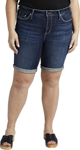 Silver Jeans Co. Women's Plus Size Suki Mid Rise Curvy Fit Bermuda Short in Saudi Arabia