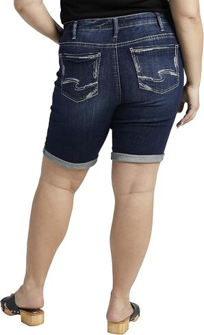 Silver Jeans Co. Women's Plus Size Suki Mid Rise Curvy Fit Bermuda Short in Saudi Arabia