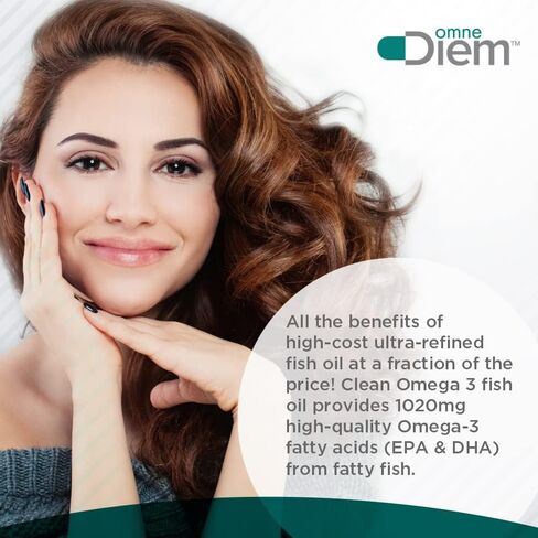 Omne Diem Clean Omega 3 - 1020 مجم، 120 كبسولة هلامية - مكمل غذائي لزيت السمك مع أحماض أوميغا 3 الدهنية: EPA وDHA in Saudi Arabia