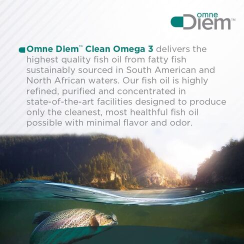 Omne Diem Clean Omega 3 - 1020 مجم، 120 كبسولة هلامية - مكمل غذائي لزيت السمك مع أحماض أوميغا 3 الدهنية: EPA وDHA in Saudi Arabia