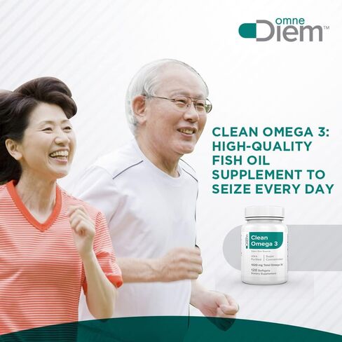 Omne Diem Clean Omega 3 - 1020 مجم، 120 كبسولة هلامية - مكمل غذائي لزيت السمك مع أحماض أوميغا 3 الدهنية: EPA وDHA in Saudi Arabia