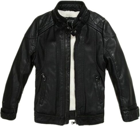 LJYH سترة جلدية للأولاد ربيع جديد للأطفال بياقة دراجة نارية من الجلد الصناعي بسحاب معطف 4/5 سنوات للأولاد سترات شتوية من جلد البولي يوريثان للأطفال معاطف مخملية للدراجات النارية سميكة 4/5 سنوات in Kuwait