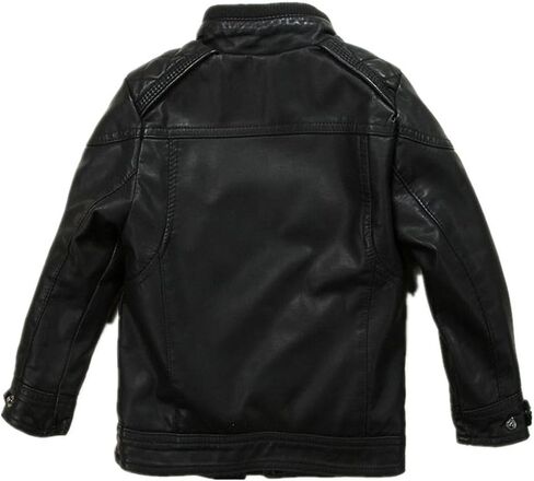 LJYH سترة جلدية للأولاد ربيع جديد للأطفال بياقة دراجة نارية من الجلد الصناعي بسحاب معطف 4/5 سنوات للأولاد سترات شتوية من جلد البولي يوريثان للأطفال معاطف مخملية للدراجات النارية سميكة 4/5 سنوات in Kuwait