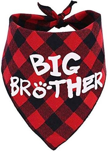 Big Brother Dog Bandana,Buffalo Plaid Pet Pregnancy Announcement Scarf in Kuwait