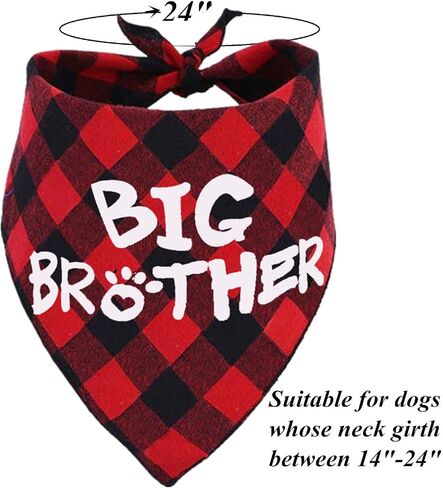 Big Brother Dog Bandana,Buffalo Plaid Pet Pregnancy Announcement Scarf in Kuwait