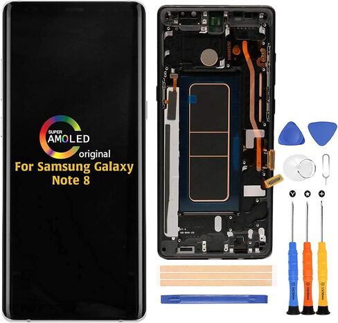 استبدال شاشة A-MIND لهاتف Samsung Galaxy Note 8 N950 (مع إطار)، لهاتف Note 8 2017 SM-N9500 ​​N950F/DS/W/U أجزاء تجميع محول رقمي لشاشة LCD تعمل باللمس، مع واقي شاشة + أدوات (إطار أسود) in Saudi Arabia