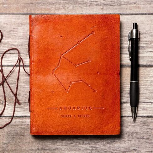 Soothi Zodiac Handmade Antique Leather Journal for Travel or Diary, Unlined, Gemini, 7''x5'' in Saudi Arabia