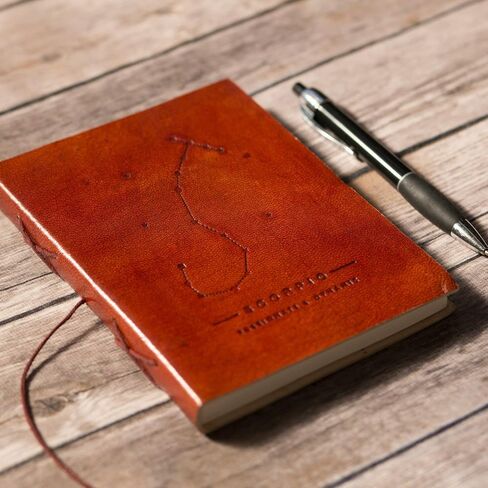 Soothi Zodiac Handmade Antique Leather Journal for Travel or Diary, Unlined, Gemini, 7''x5'' in Saudi Arabia