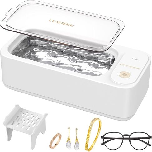 Ultrasonic Jewelry Cleaner Machine, LUWIINE Retainer Cleaner with 500ml Stainless Steel Tank, 47KHz Glasses Cleaner for Eye Glass, Dental, Diamond, Ring, Watch Strap, Denture, Earring, Coins in Saudi Arabia
