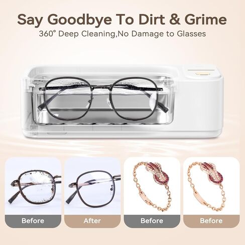 Ultrasonic Jewelry Cleaner Machine, LUWIINE Retainer Cleaner with 500ml Stainless Steel Tank, 47KHz Glasses Cleaner for Eye Glass, Dental, Diamond, Ring, Watch Strap, Denture, Earring, Coins in Saudi Arabia