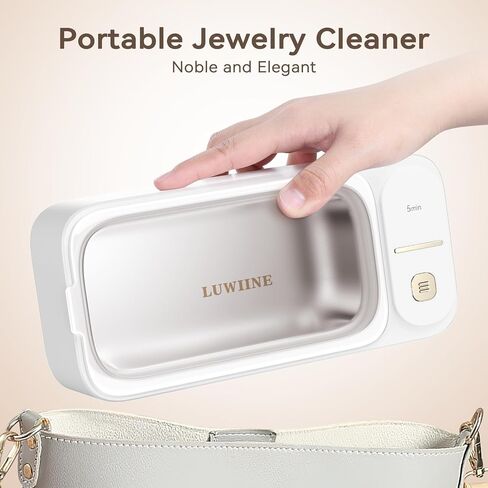 Ultrasonic Jewelry Cleaner Machine, LUWIINE Retainer Cleaner with 500ml Stainless Steel Tank, 47KHz Glasses Cleaner for Eye Glass, Dental, Diamond, Ring, Watch Strap, Denture, Earring, Coins in Saudi Arabia