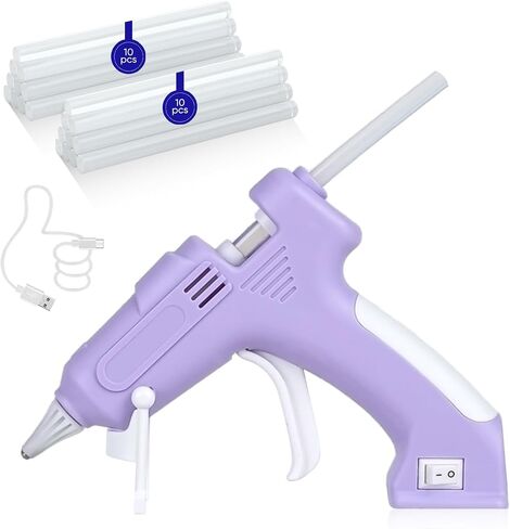 Mini Wireless Glue Gun, Up to 60-120 Minutes of Using Life, Micro USB Charging Port, 2-Minute Quick Preheat, 3-Hour Charging Time, Comes with 20 Glue Sticks. in Saudi Arabia