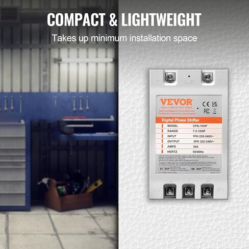 VEVOR 3 Phase Converter - 10HP 30A 220V Single Phase to 3 Phase Converter, 220V-240V Input/Output, Digital Phase Shifter for Residential & Light Commercial Use (One Converter for One Motor Only) in Saudi Arabia