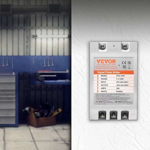 VEVOR 3 Phase Converter - 10HP 30A 220V Single Phase to 3 Phase Converter, 220V-240V Input/Output, Digital Phase Shifter for Residential & Light Commercial Use (One Converter for One Motor Only) in Saudi Arabia