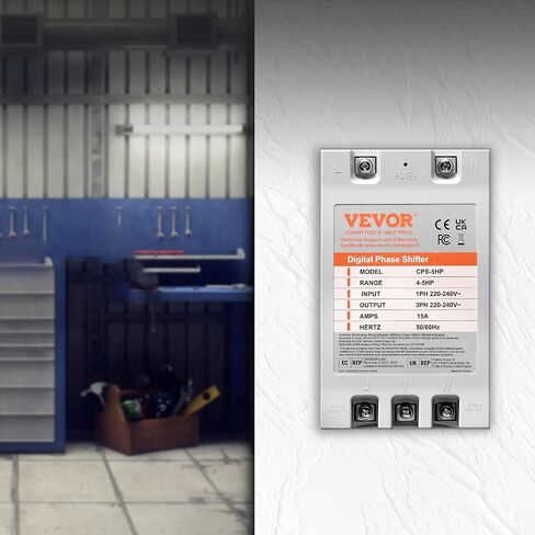 محول VEVOR ثلاثي الطور - 10HP 30A 220V مرحلة واحدة إلى 3 مراحل، 220V-240V إدخال/إخراج، محول الطور الرقمي للاستخدام السكني والتجاري الخفيف (محول واحد لمحرك واحد فقط) in Kuwait