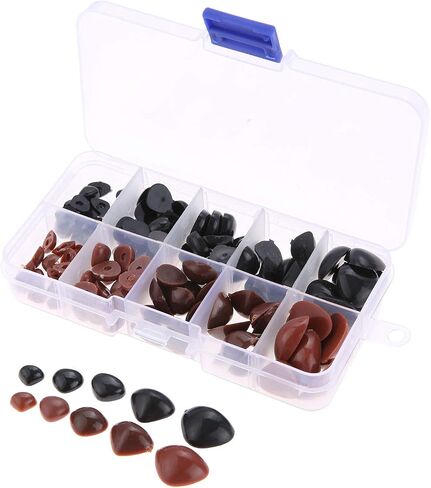 Yetaha 150PCS Plastic Nose, 5 Sizes Craft Triangle Nose for Stuffed Animals Doll, Bear, Dog, Puppet DIY Making, Black&Pink in Saudi Arabia