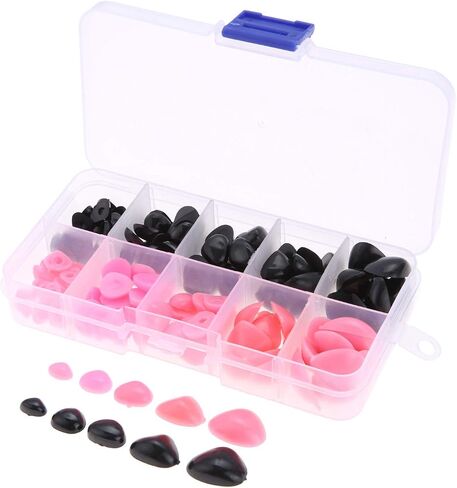 Yetaha 150PCS Plastic Nose, 5 Sizes Craft Triangle Nose for Stuffed Animals Doll, Bear, Dog, Puppet DIY Making, Black&Pink in Saudi Arabia