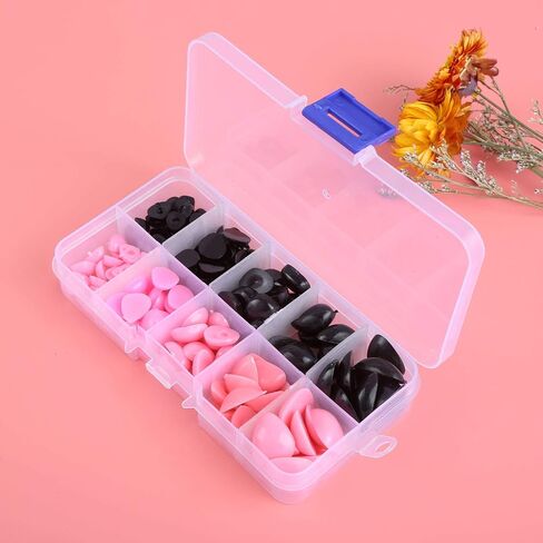 Yetaha 150PCS Plastic Nose, 5 Sizes Craft Triangle Nose for Stuffed Animals Doll, Bear, Dog, Puppet DIY Making, Black&Pink in Saudi Arabia
