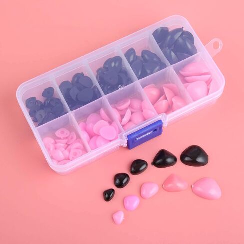 Yetaha 150PCS Plastic Nose, 5 Sizes Craft Triangle Nose for Stuffed Animals Doll, Bear, Dog, Puppet DIY Making, Black&Pink in Saudi Arabia