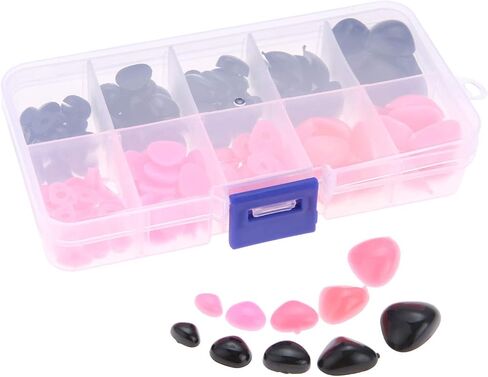 Yetaha 150PCS Plastic Nose, 5 Sizes Craft Triangle Nose for Stuffed Animals Doll, Bear, Dog, Puppet DIY Making, Black&Pink in Saudi Arabia