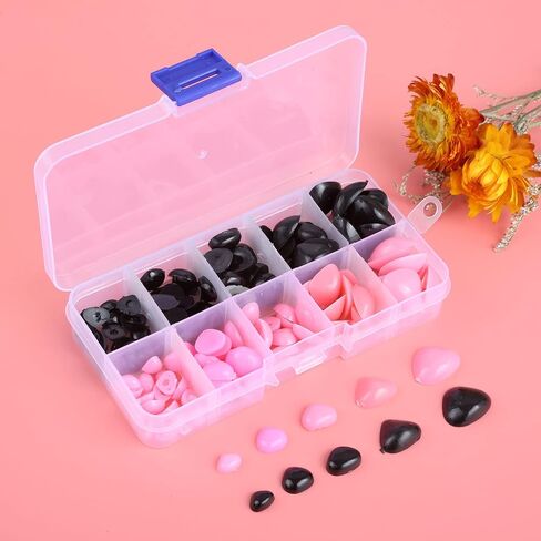 Yetaha 150PCS Plastic Nose, 5 Sizes Craft Triangle Nose for Stuffed Animals Doll, Bear, Dog, Puppet DIY Making, Black&Pink in Saudi Arabia