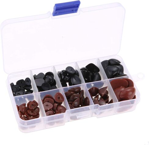 Yetaha 150PCS Plastic Nose, 5 Sizes Craft Triangle Nose for Stuffed Animals Doll, Bear, Dog, Puppet DIY Making, Black&Pink in Saudi Arabia