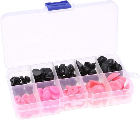 Yetaha 150PCS Plastic Nose, 5 Sizes Craft Triangle Nose for Stuffed Animals Doll, Bear, Dog, Puppet DIY Making, Black&Pink in Saudi Arabia