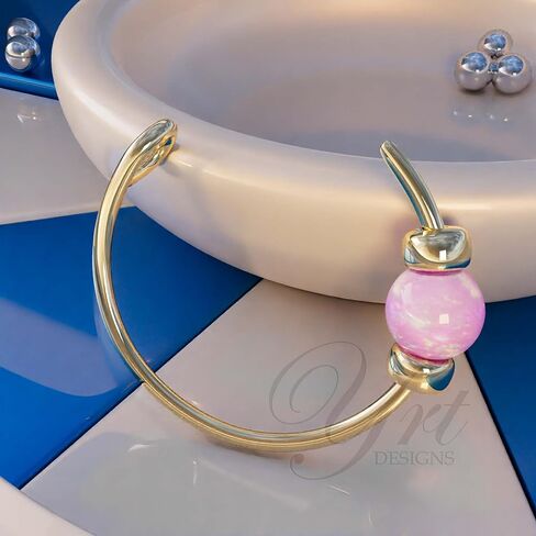 Fake Gold Nose Ring Blue Opal For Woman – 14K Gold Filled 24G 8mm Fake Nose Hoop Piercing – 2mm Opal 1mm Gold Beads – Birthday Mother's Day Anniversary Gift in Saudi Arabia