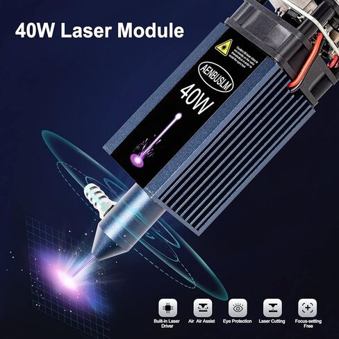 AENBUSLM 40 وات (5.5 وات طاقة بصرية للإخراج) وحدة النقش بالليزر، رأس ليزر 450 نانومتر لآلة القطع بالليزر CNC، أداة نقش بالليزر ذاتية الصنع لمساعدة الهواء الدقيقة مناسبة للخشب المعدني وورق الأكريليك وما إلى ذلك in Kuwait