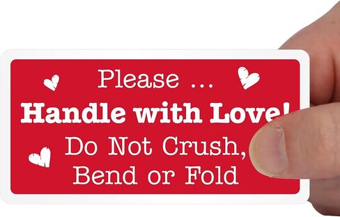 SmartSign Please Handle with Care Stickers - 2 x 4 inch, 100 / Roll, Do Not Bend Crush Or Fold Shipping Label, Semi-Gloss Paper, Permanent Adhesive, White on Red in Saudi Arabia